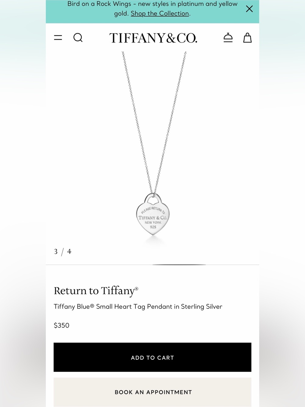 Tiffany & Co. Sterling Silver Small Heart Tag Pendant - Silver